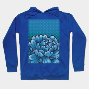 blue peony 80s retro cartoony style Hoodie